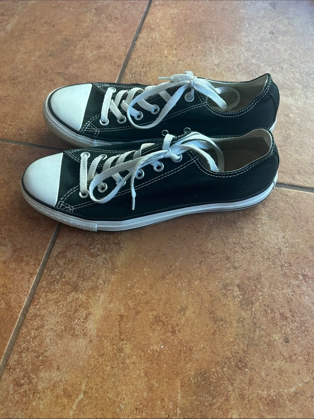 Converse Men's Black and White Low Top Canvas Sneakers - Picture 2 of 5